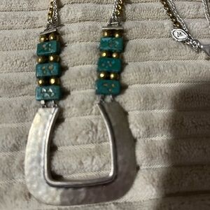 Silpada Sterling Silver, Turquoise and Brass Horseshoe Necklace